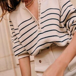 Sezane Leontine Jumper Navy Ecru Stripes